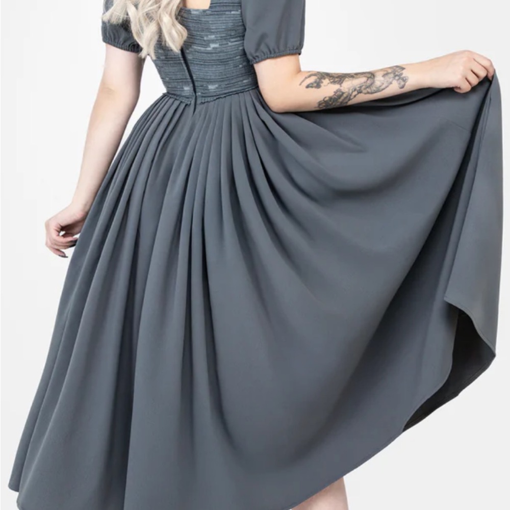 Disturbia Slain Puff Sleeve Corset Midi Dress - Picture 6 of 12